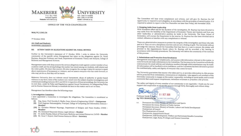Action by Makerere University in response to allegations against Dr. Buyinza Faizal